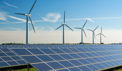 Wind Turbines Solar Farm